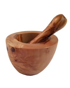 Olivenholz Mörser groß glatt stark ca. 12 cm