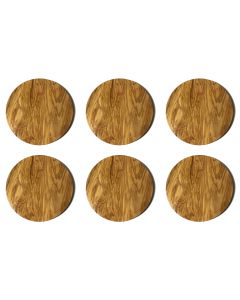 Olivenholz Brett 6er Set, rund, ca Ø24cm