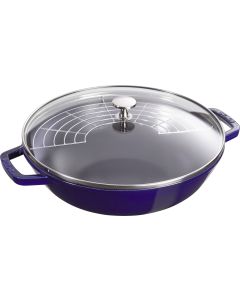 Wok mit Glasdeckel Ø30cm, Dunkelblau