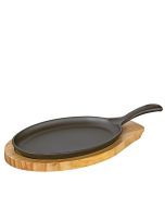 Küchenprofi BBQ Servierpfanne oval Gusseisen mit Holzbrett