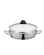 Spring Brigade Premium Servierpfanne XL mit Vulcano Glasdeckel, Ø28cm