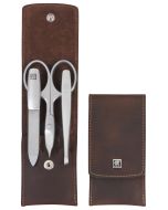 Zwilling Twinox Maniküre/Pediküre Set 3-tlg., Druckknopf-Etui, Leder, braun