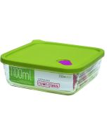 LocknLock Dose oven glass mit grünem Mikrowellen-Deckel, quadratisch, 1,1L (LLG168)