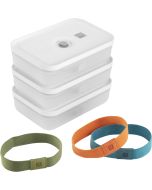 Zwilling Fresh & Save Vakuum Lunchbox Set, L flach, 6-tlg, Kunststoff, Semitransparent-Grau